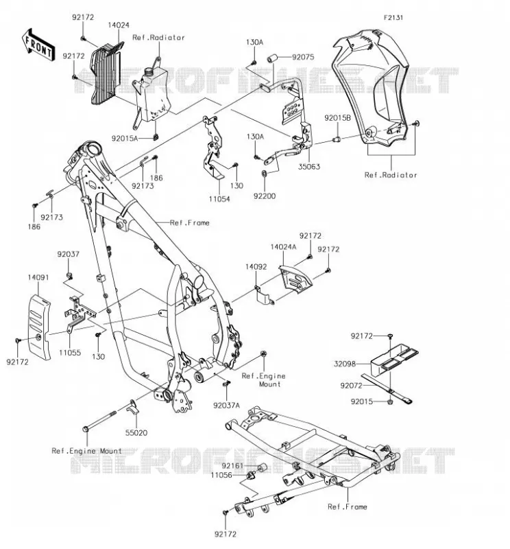 FRAME PARTS (COUVERTURE) Kawasaki MOTOS 650 2018 KLR650  KL650EJF