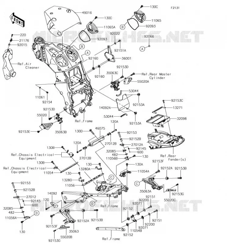 FRAME PARTS (COUVERTURE) Kawasaki MOTOS 1400 2018 ZZR1400 ABS  ZX1400HJF