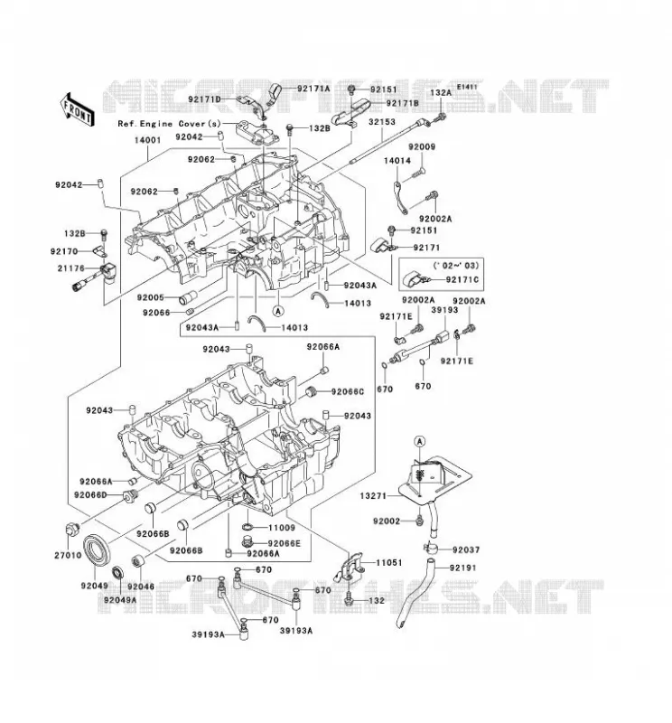 CRANKCASE(S) Kawasaki MOTOS 1200 2002 NINJA ZX-12R  ZX1200-B1H