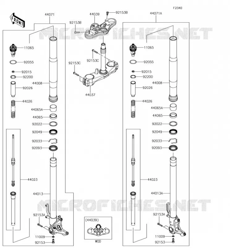FRONT FORK Kawasaki MOTOS 1000 2018 NINJA H2 SX SE  ZX1002BJF