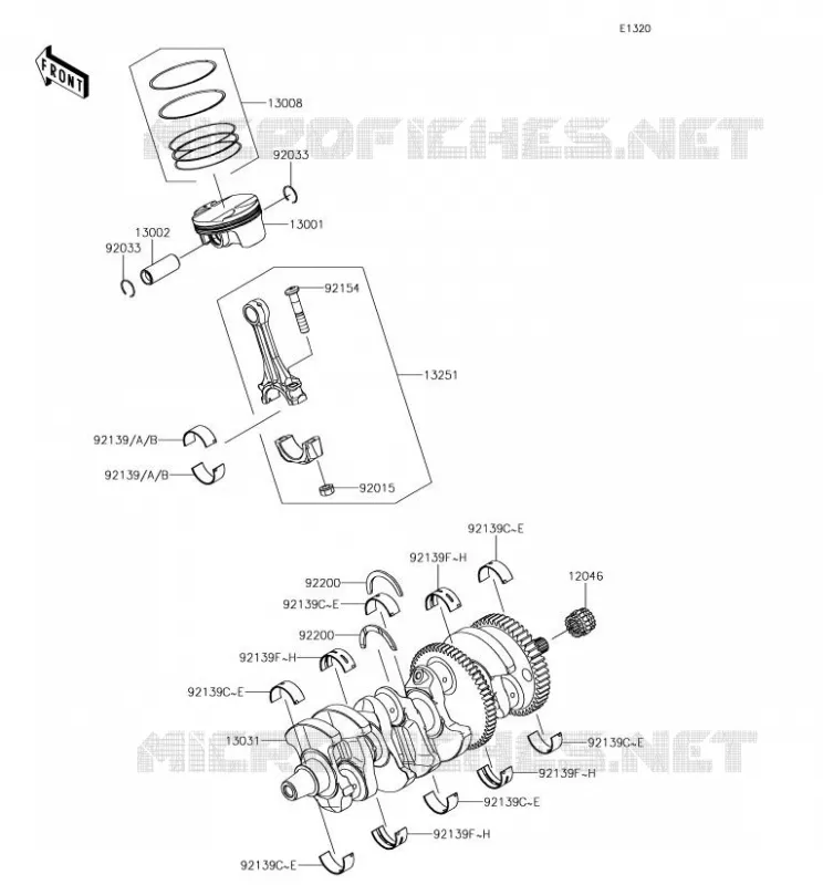 CRANKSHAFT - PISTON Kawasaki MOTOS 1000 2018 NINJA H2R  ZX1000YJF