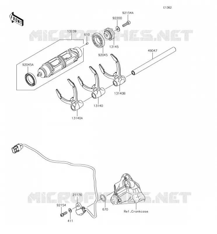 GEAR CHANGE DRUM - SHIFT FORKS Kawasaki MOTOS 1000 2018 NINJA H2R  ZX1000YJF