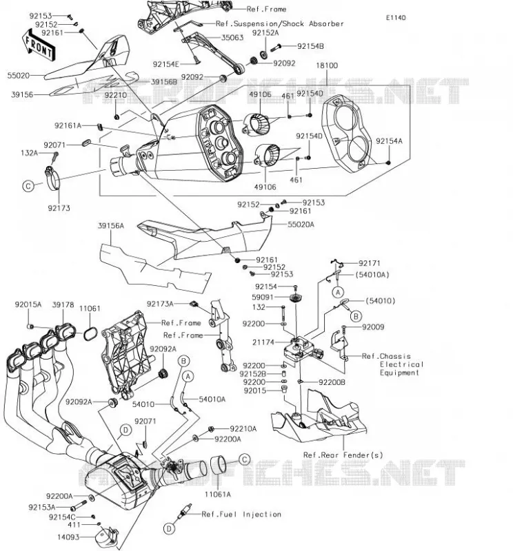 EXHAUST Kawasaki MOTOS 1000 2018 NINJA H2  ZX1000XJF
