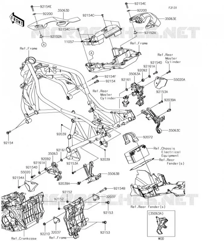FRAME PARTS (COUVERTURE) Kawasaki MOTOS 1000 2018 NINJA H2 SX  ZX1002AJF