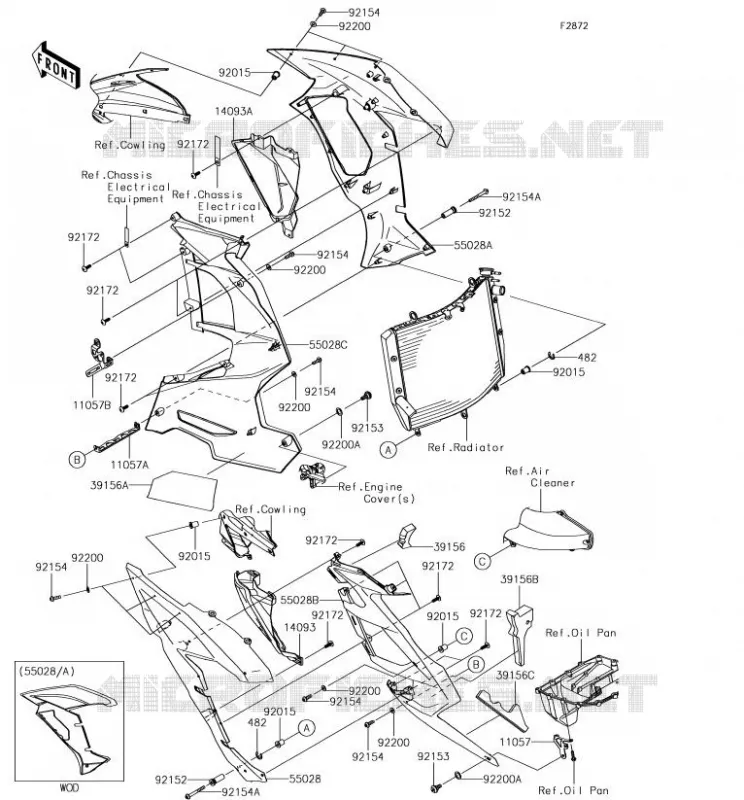 LOWER COWLING Kawasaki MOTOS 1000 2018 NINJA H2 SX  ZX1002AJF