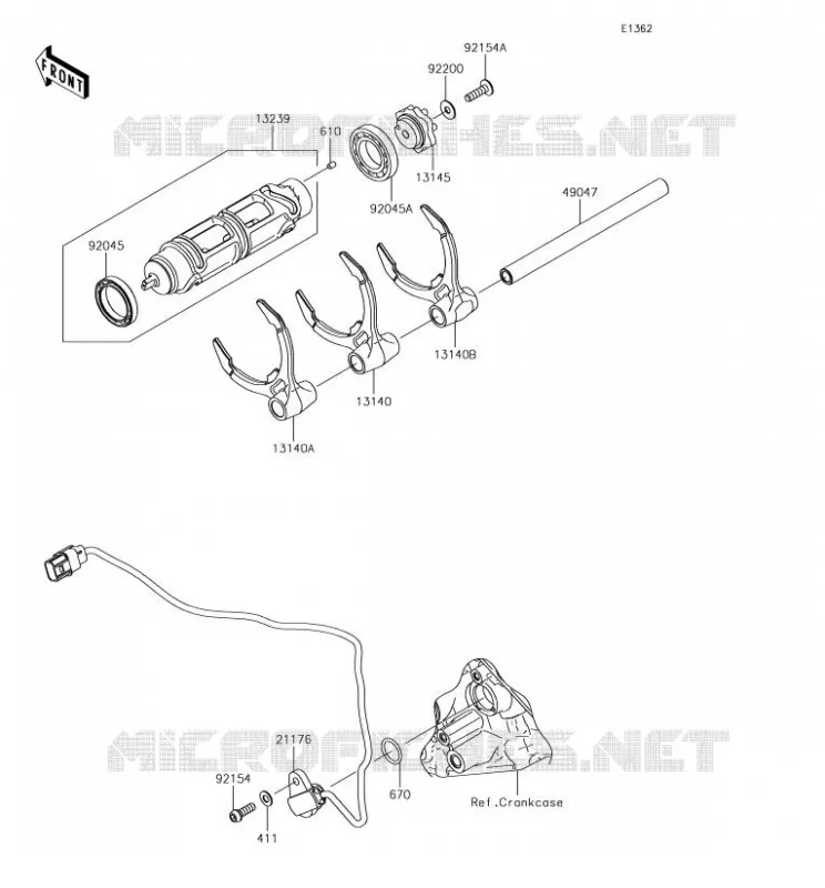 GEAR CHANGE DRUM - SHIFT FORKS Kawasaki MOTOS 1000 2018 NINJA H2 SX  ZX1002AJF