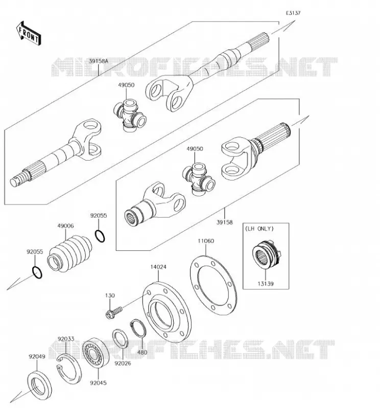 DRIVE SHAFT(ARRI&Egrave;RE) Kawasaki SSV 620 2018 MULE 4010 TRANS 4X4  KAF620VJF