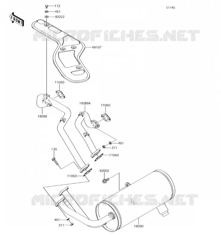 EXHAUST Kawasaki SSV 620 2018 MULE 4010 TRANS 4X4  KAF620VJF
