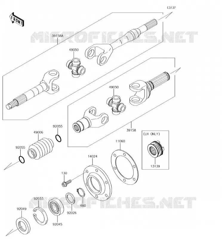 DRIVE SHAFT(ARRI&Egrave;RE) Kawasaki SSV 620 2018 MULE 4010 4X4  KAF620TJF