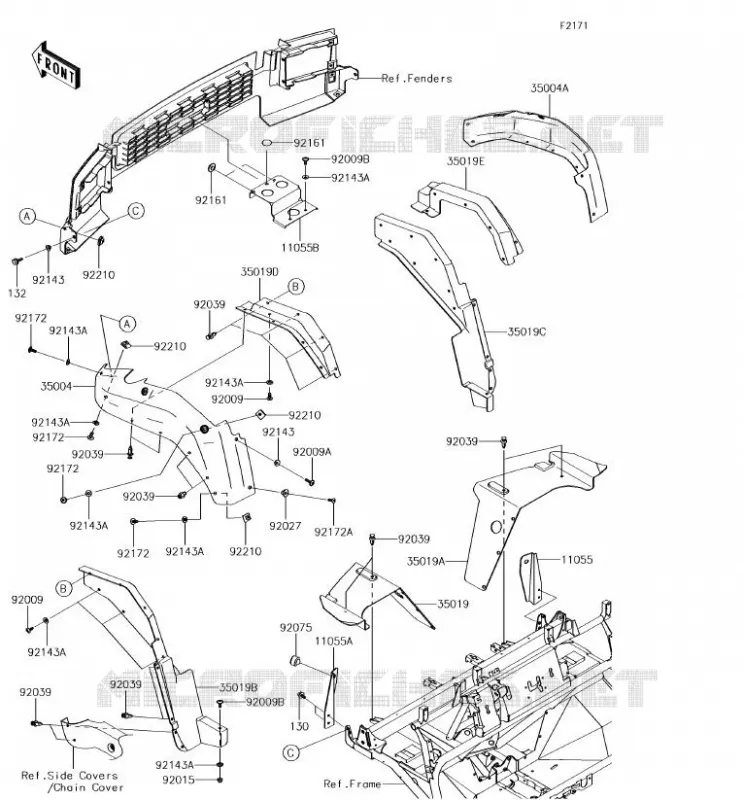 FRONT FENDER Kawasaki SSV 620 2018 MULE 4010 4X4  KAF620TJF