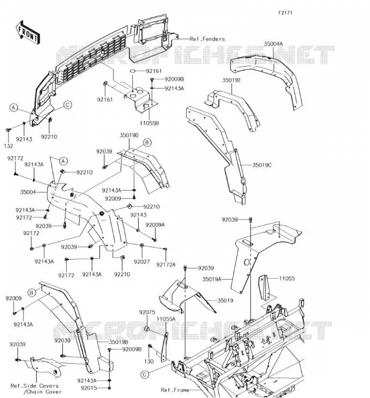 FRONT FENDER Kawasaki SSV 620 2018 MULE 4010 4X4  KAF620MJF