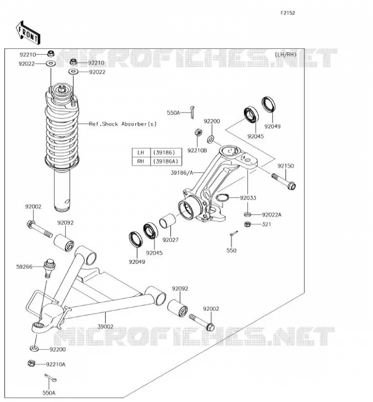 FRONT SUSPENSION - SHOCK ABSORBER Kawasaki SSV 620 2018 MULE 4000  KAF620PJF