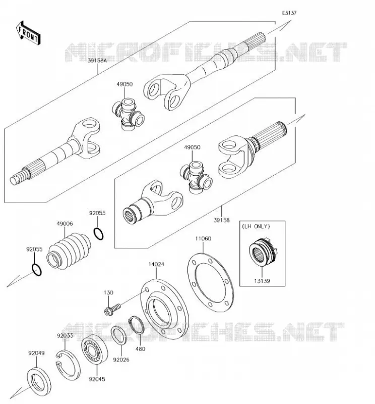 DRIVE SHAFT(ARRI&Egrave;RE) Kawasaki SSV 620 2018 MULE 4000 TRANS  KAF620WJF