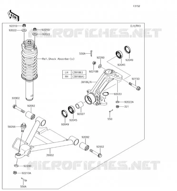 FRONT SUSPENSION - SHOCK ABSORBER Kawasaki SSV 620 2018 MULE 4000 TRANS  KAF620WJF