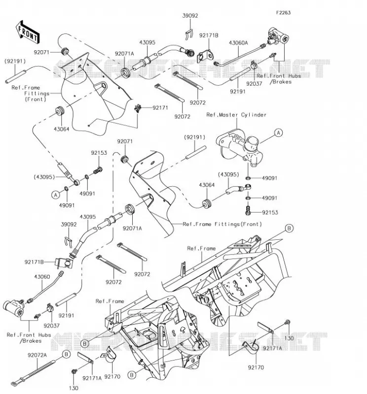 FRONT BRAKE PIPE Kawasaki SSV 400 2018 MULE SX  KAF400NJF