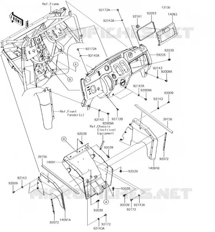 FRAME PARTS(AVANT) Kawasaki SSV 400 2018 MULE SX  KAF400MJF