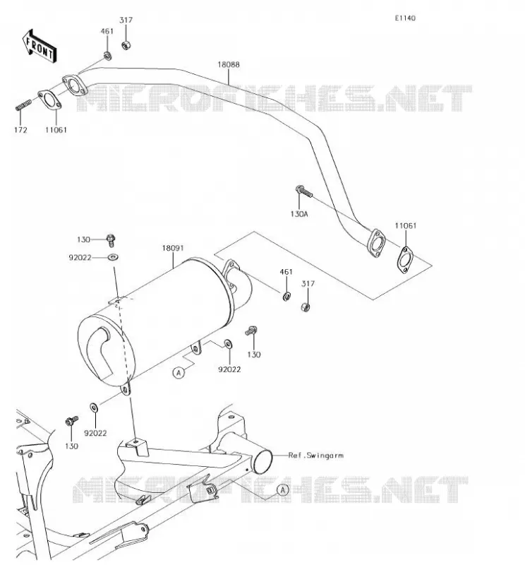 EXHAUST Kawasaki SSV 400 2018 MULE SX 4X4  KAF400HJF