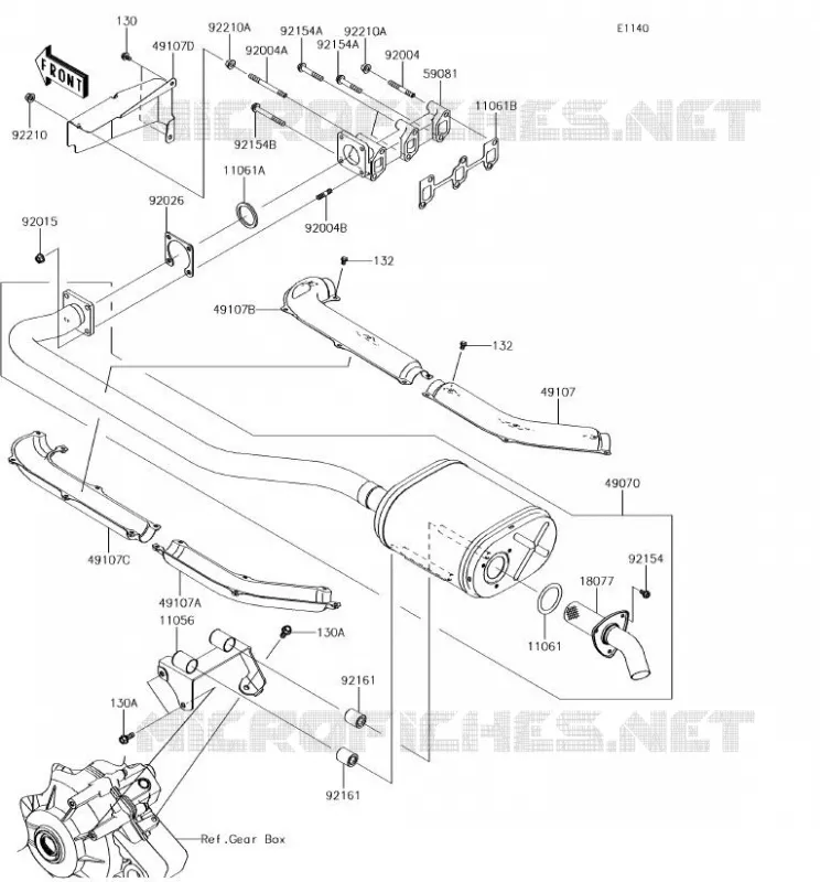 EXHAUST Kawasaki SSV 1000 2018 MULE PRO-DX  KAF1000EJF