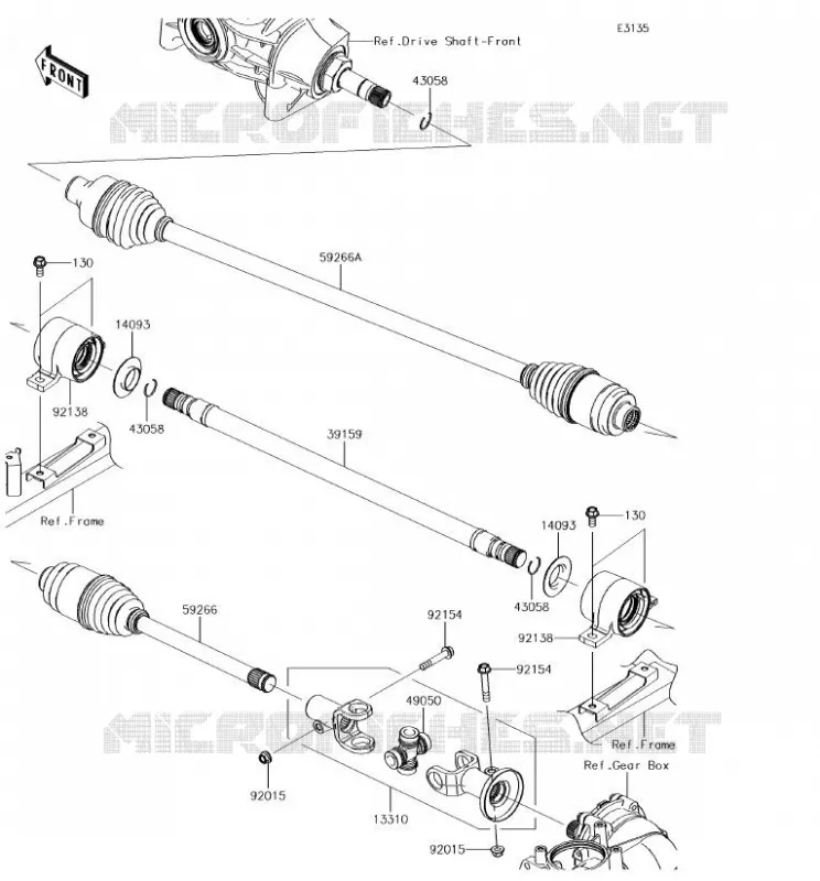 DRIVE SHAFT(H&Eacute;LICE) Kawasaki SSV 1000 2018 MULE PRO-DX  KAF1000EJF
