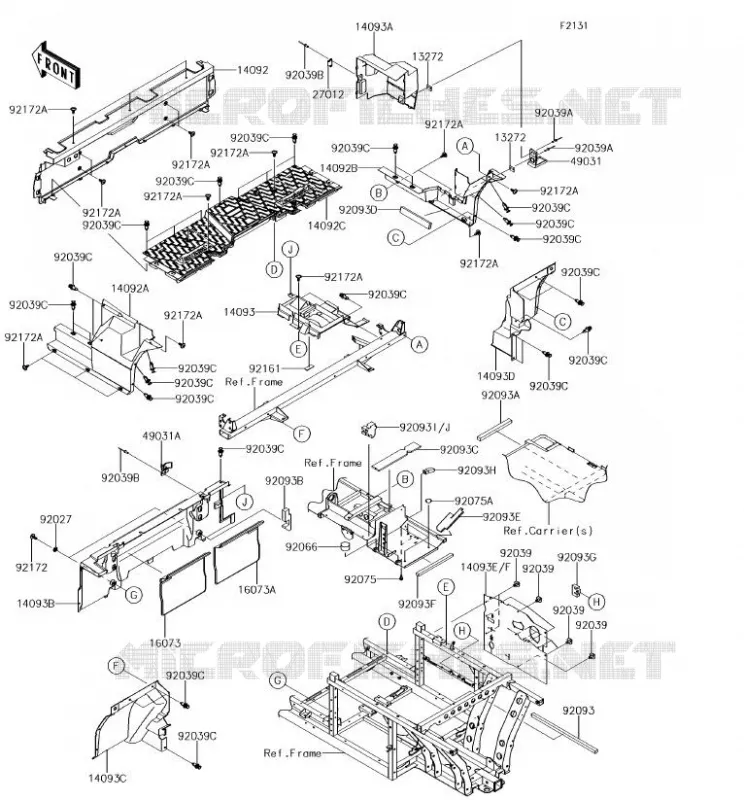 FRAME PARTS(ARRI&Egrave;RE) Kawasaki SSV 1000 2018 MULE PRO-DXT  KAF1000BJF