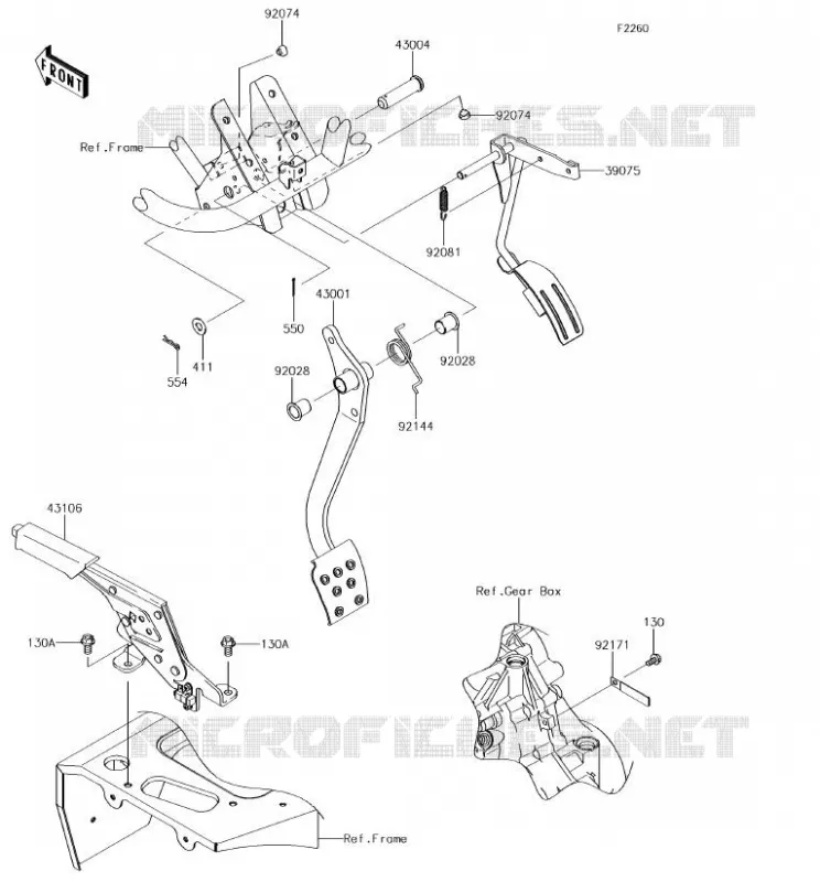 BRAKE PEDAL - THROTTLE LEVER Kawasaki SSV 400 2018 MULE SX  KAF400LJF