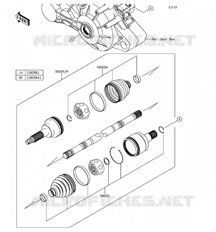 DRIVE SHAFT(ARRI&Egrave;RE) Kawasaki SSV 820 2018 MULE PRO-FXT  KAF820AJF
