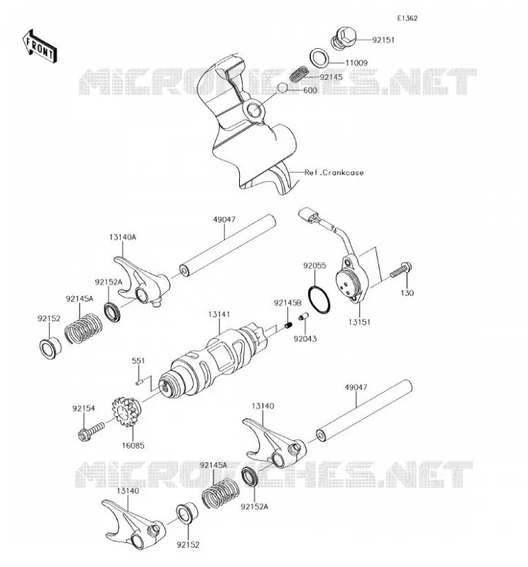 GEAR CHANGE DRUM - SHIFT FORKS Kawasaki SSV 800 2018 TERYX 4  KRT800GJF