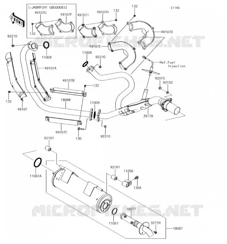 EXHAUST Kawasaki SSV 800 2018 TERYX  KRF800HJF