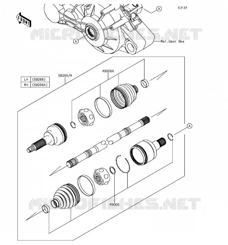 DRIVE SHAFT(ARRI&Egrave;RE) Kawasaki SSV 820 2018 MULE PRO-FX  KAF820EJF