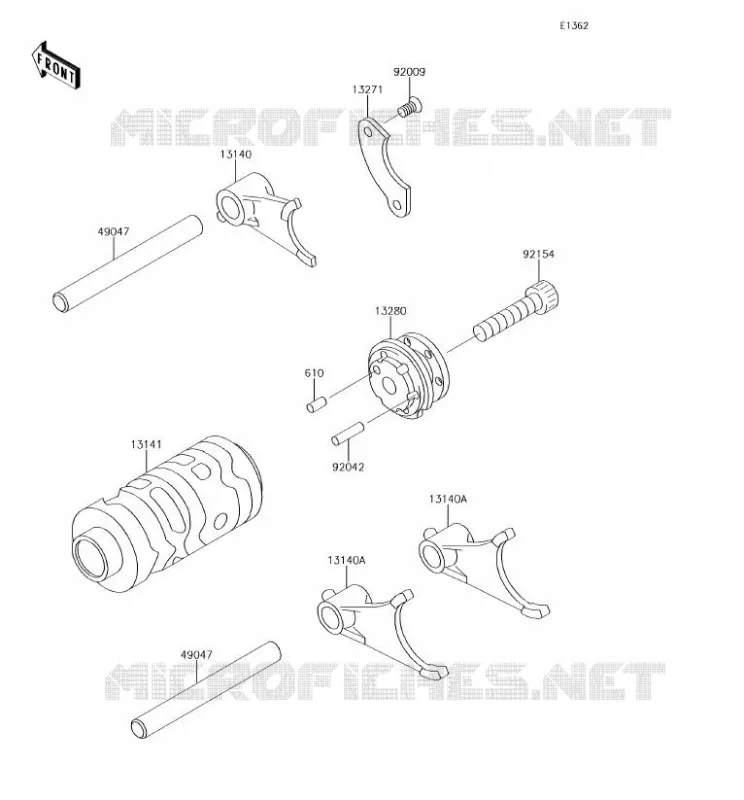 GEAR CHANGE DRUM - SHIFT FORKS Kawasaki TOUT-TERRAIN 65 2018 KX65  KX65AJF