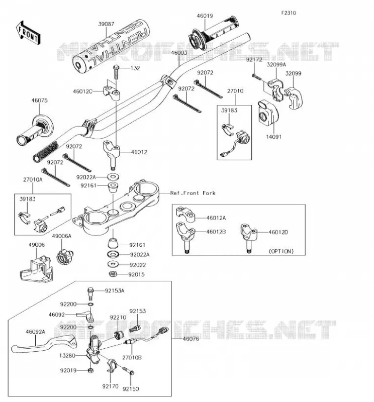 HANDLEBAR Kawasaki TOUT-TERRAIN 450 2018 KLX450R  KLX450AJF