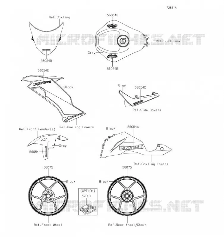 STICKER(GRAY) Kawasaki MOTOS 600 2019 NINJA ZX-6R  ZX636GKF