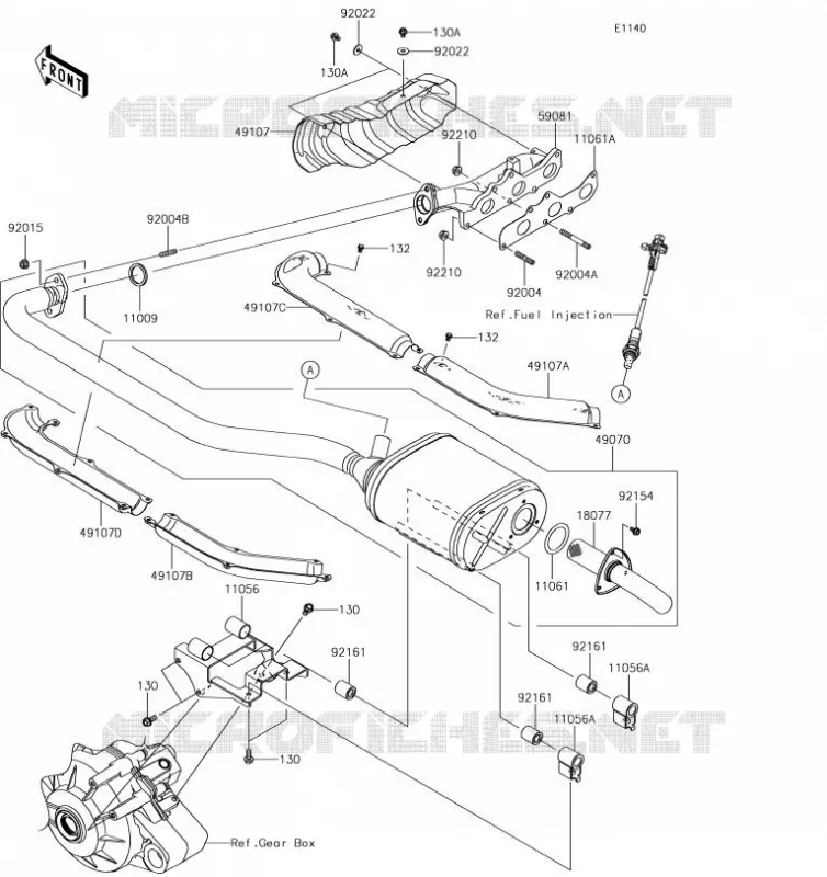 EXHAUST Kawasaki SSV 820 2019 MULE PRO-FX  KAF820EKF
