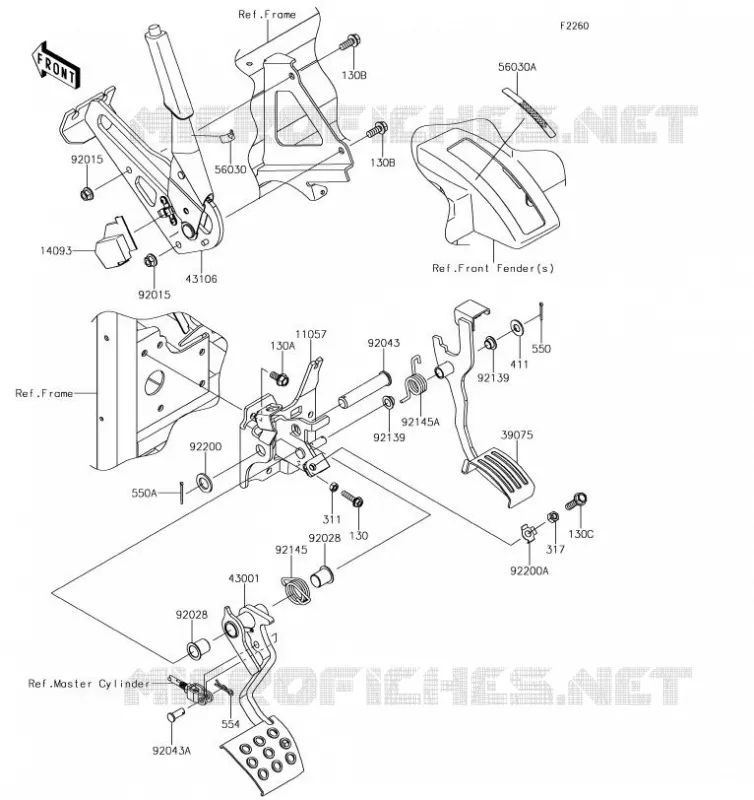 BRAKE PEDAL - THROTTLE LEVER Kawasaki SSV 820 2019 MULE PRO-FX  KAF820FKF