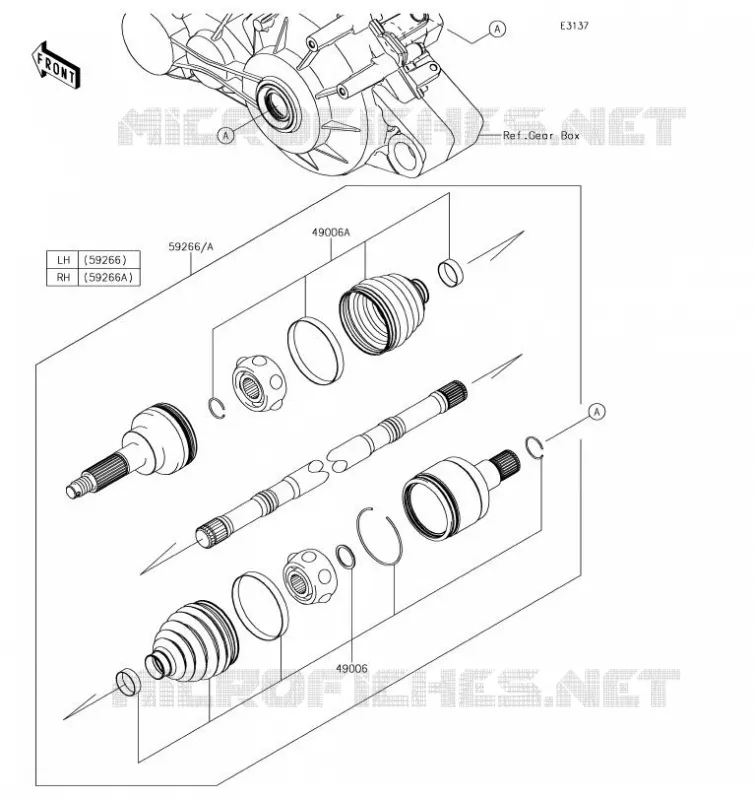 DRIVE SHAFT(ARRI&Egrave;RE) Kawasaki SSV 820 2019 MULE PRO-FX  KAF820FKF