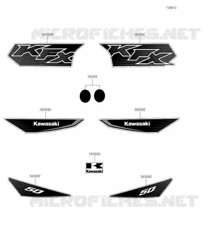 DECALS(Green)(ALF)(US) Kawasaki QUAD 50 2020 KFX50  KSF50BLF