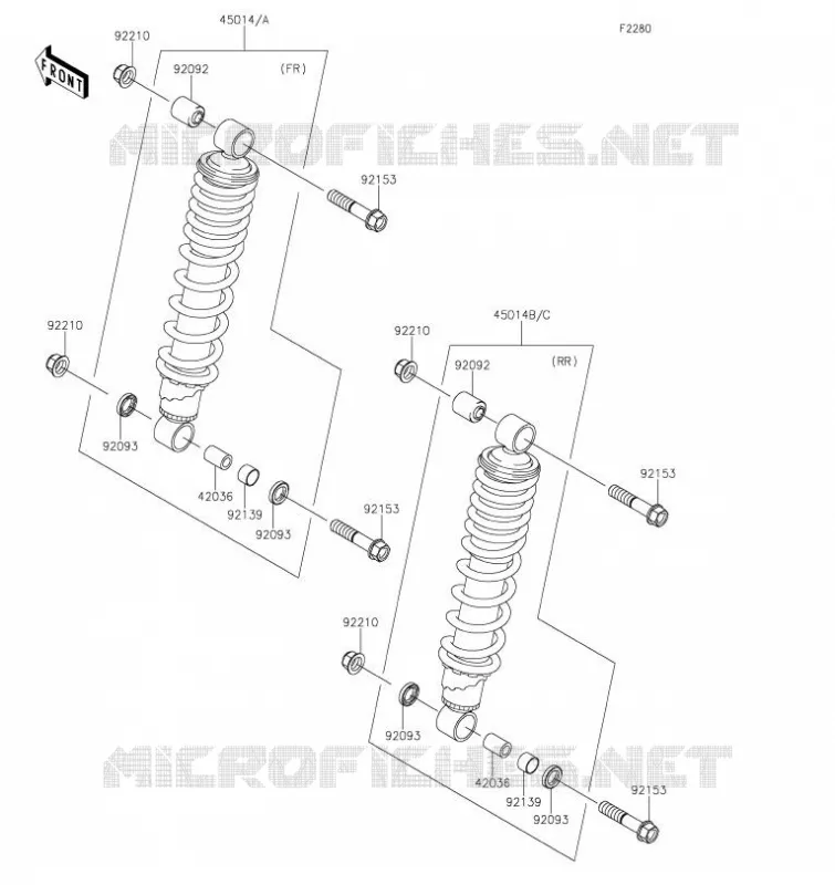SUSPENSION - SHOCK ABSORBER Kawasaki QUAD 750 2020 BRUTE FORCE 750 4X4I EPS  KVF750GLF