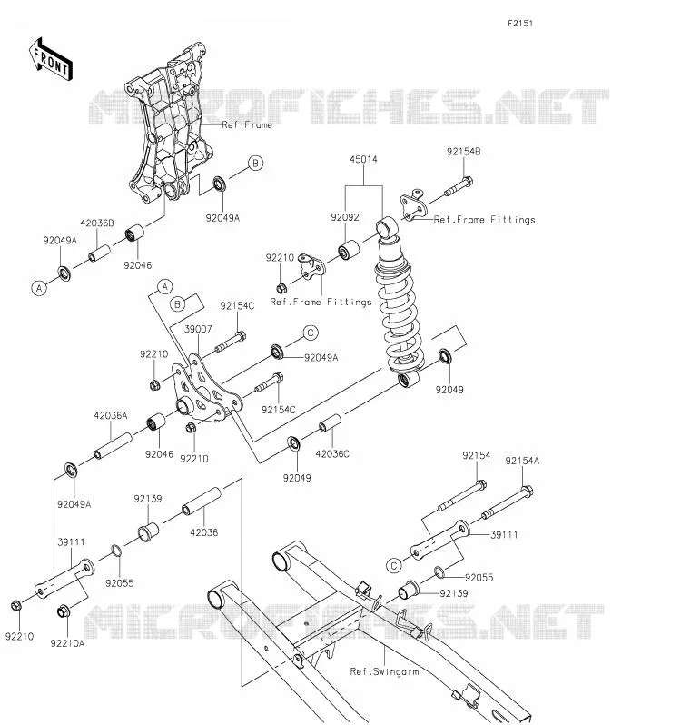 SUSPENSION - SHOCK ABSORBER Kawasaki MOTOS 400 2020 NINJA 400  EX400GLFA