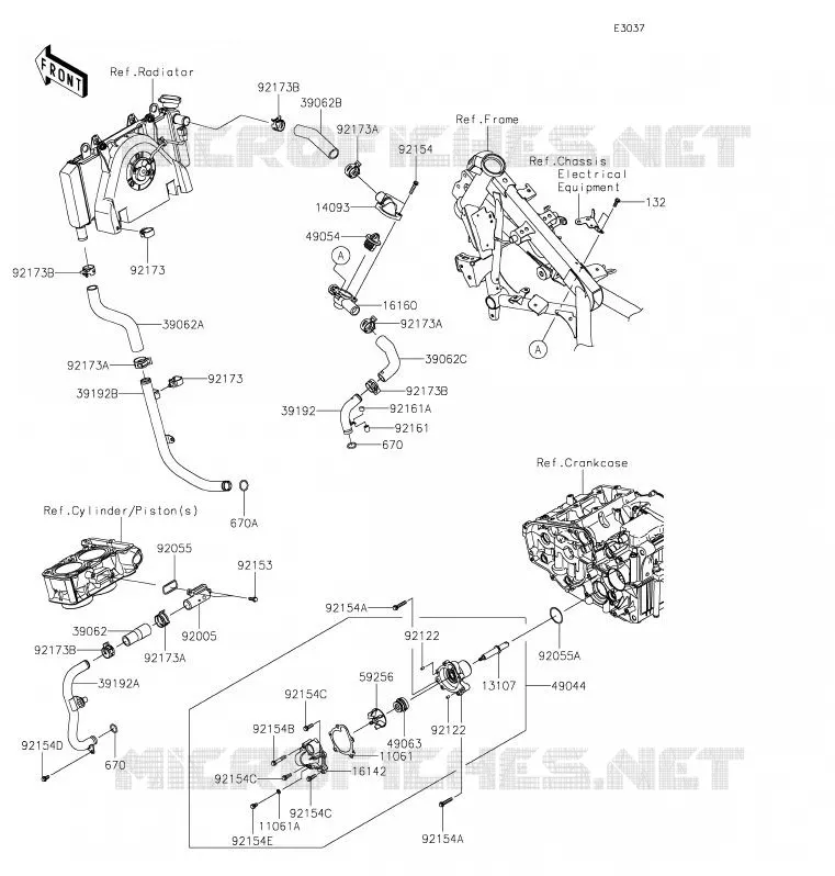 WATER PIPE Kawasaki MOTOS 300 2019 VERSYS-X 300  KLE300CKF