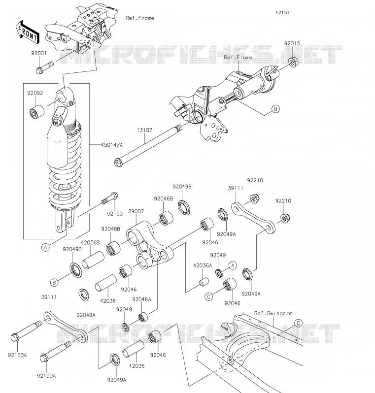 SUSPENSION - SHOCK ABSORBER Kawasaki MOTOS 250 2020 KLX250  KLX250SLF