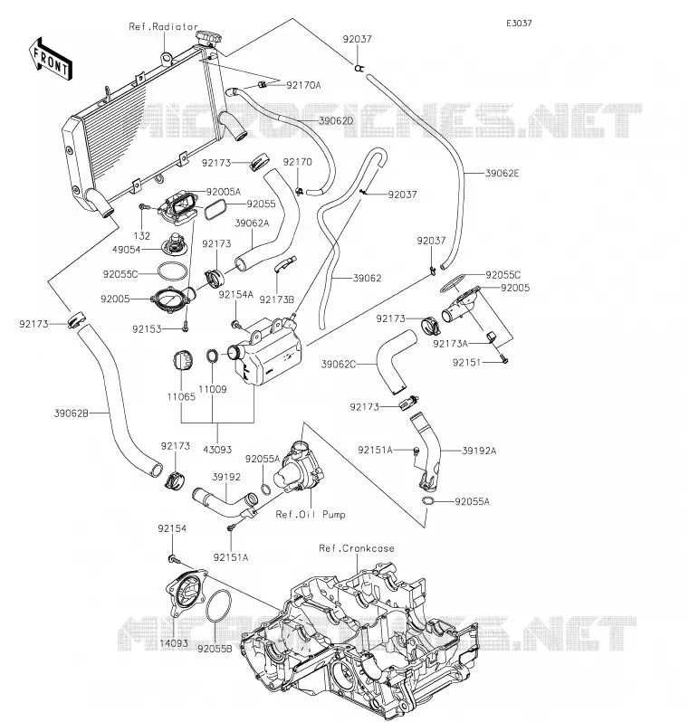 WATER PIPE Kawasaki MOTOS 900 2020 Z900RS  ZR900CLF