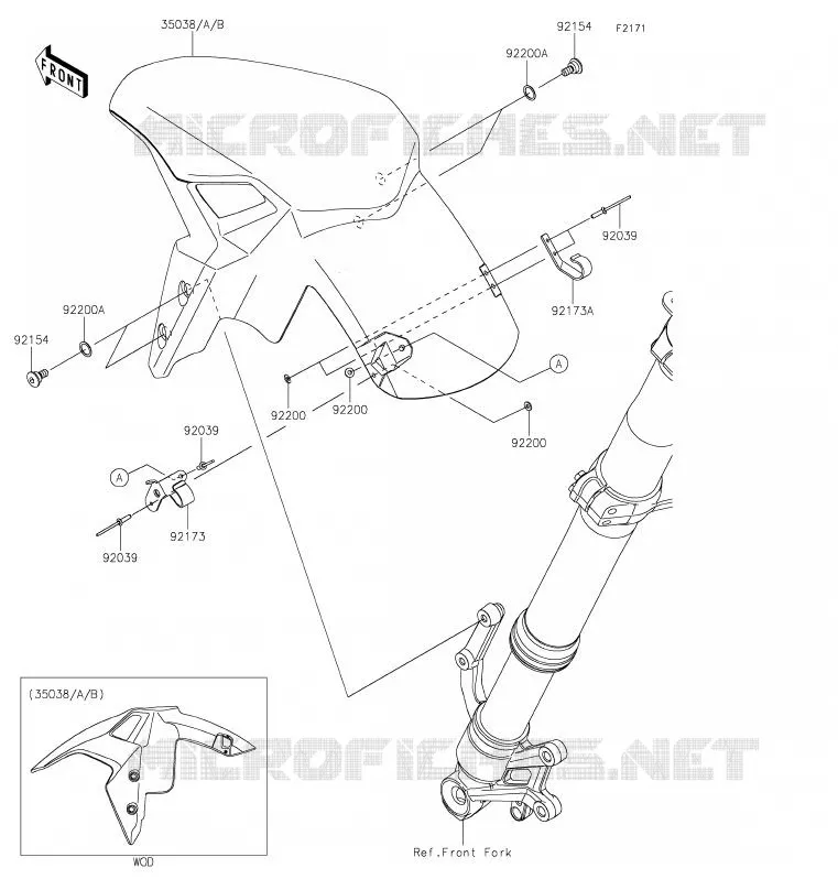 FRONT FENDER Kawasaki MOTOS 900 2020 Z900  ZR900HLF