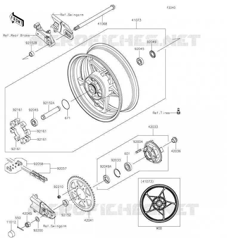 REAR HUB Kawasaki MOTOS 900 2020 Z900  ZR900HLF