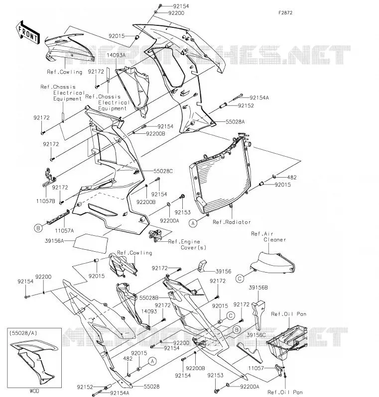 LOWER COWLING Kawasaki MOTOS 1000 2020 NINJA H2 SX  ZX1002ALF