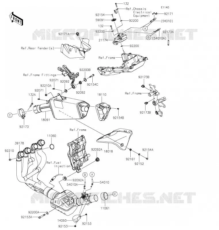 EXHAUST Kawasaki MOTOS 1000 2020 NINJA H2 SX SE  ZX1002BLF