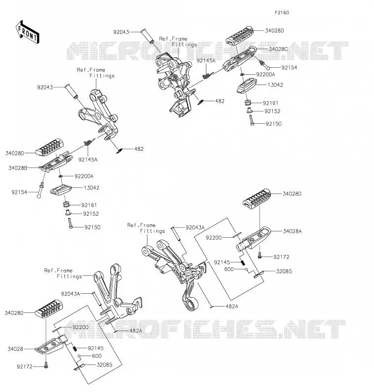 FOOTREST Kawasaki MOTOS 1000 2020 NINJA H2 SX SE  ZX1002BLF