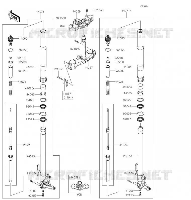 FRONT FORK Kawasaki MOTOS 1000 2020 NINJA H2 SX SE  ZX1002BLF