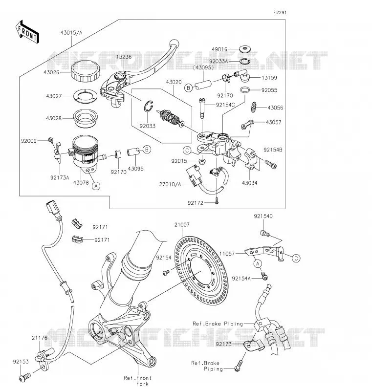 FRONT MASTER CYLINDER Kawasaki MOTOS 1000 2020 NINJA H2 SX SE  ZX1002BLF