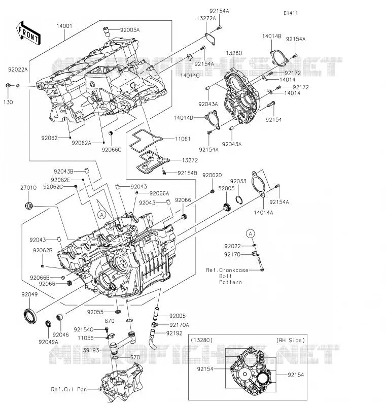 CRANKCASE(S) Kawasaki MOTOS 1000 2020 NINJA ZX-10R SE  ZX1002HLF