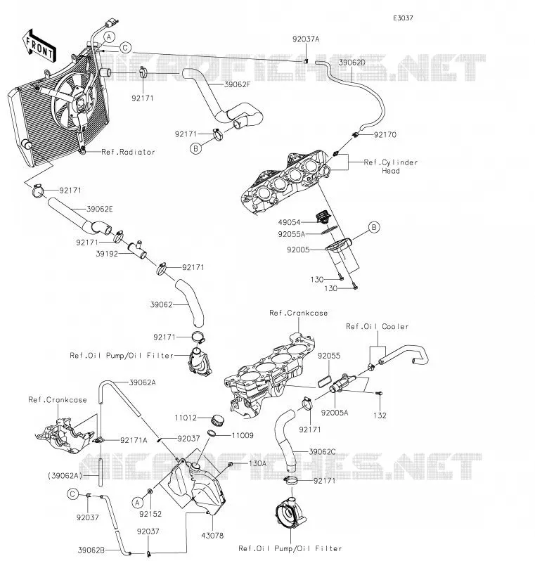 WATER PIPE Kawasaki MOTOS 600 2019 NINJA ZX-6R  ZX600RKF